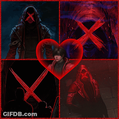 A Collage Of Images With A Red Heart In The Center GIF