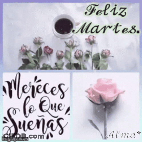 A Collage Of Images With Flowers And A Cup Of Coffee GIF