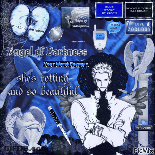 Collage With Angel Of Darkness Text GIF