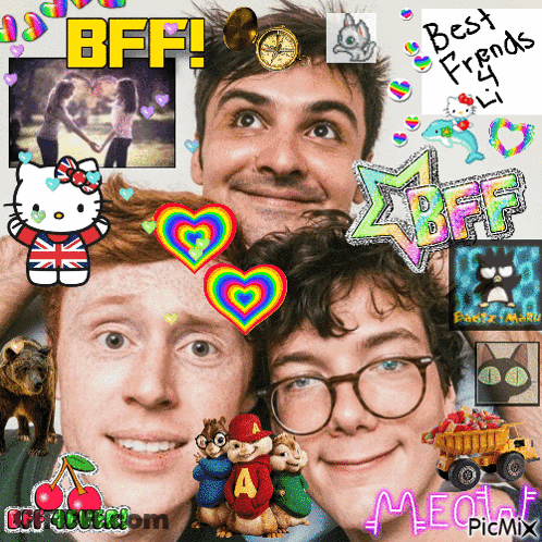 A Collage Of Images With The Words Bff On The Top Left GIF