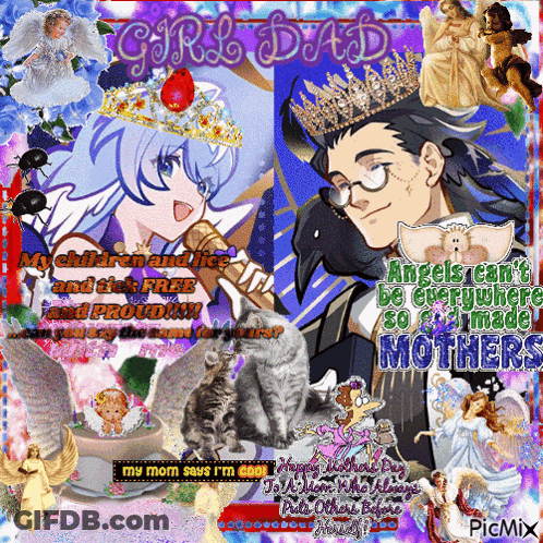 A Collage Of Images With The Words Girl Dad On The Top Left GIF