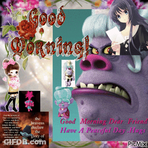 A Collage Of Images With The Words Good Morning On It GIF