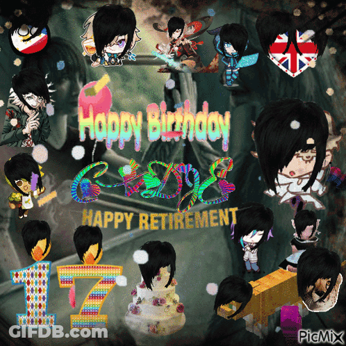 A Collage Of Images With The Words Happy Birthday On It GIF