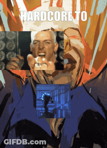 A Collage Of Images With The Words Hardcore To On The Bottom GIF