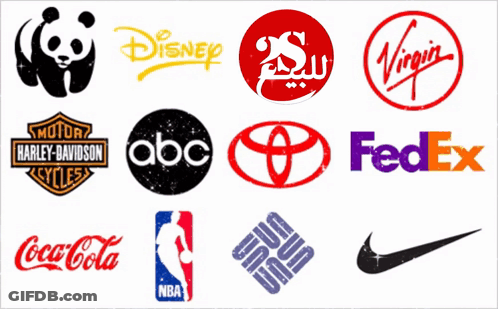 A Collage Of Logos Including Coca Cola Harley Davidson And Virgin GIF