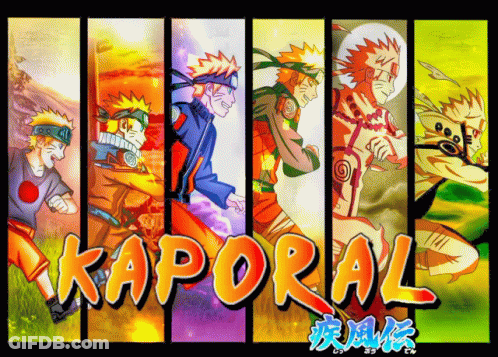 A Collage Of Naruto Characters With The Word Kaporal In The Middle GIF