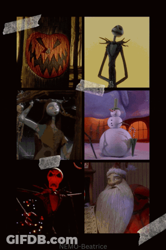 A Collage Of Nightmare Before Christmas Characters With Nemo-Beatrice At The Bottom GIF