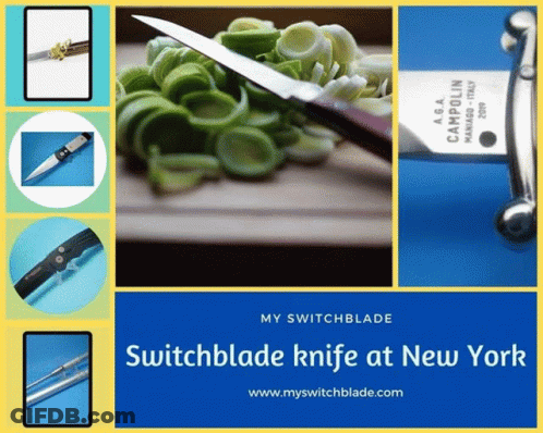 A Collage Of Pictures With The Words My Switchblade Switchblade Knife At New York At The Top GIF