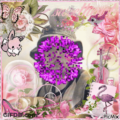 A Collage Of Pink Flowers With The Word Picmix In The Corner GIF