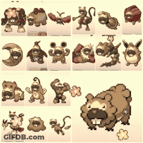 A Collage Of Pixel Art Of Various Pokemon Including One That Has The Word Fire GIF