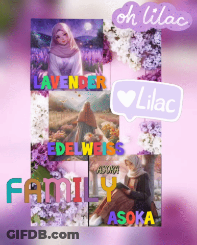 A Collage Of Purple Flowers With The Words Lavender Lilac And Family GIF