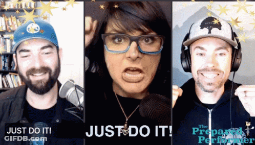 A Collage Of Three Images With The Words Just Do It On The Bottom GIF