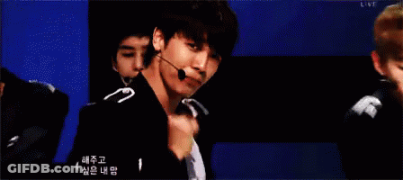 A Collage Of Three Pictures Of A Man With Korean Writing On The Bottom GIF