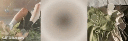 A Collage Of Three Pictures Of A Person 'S Legs , A Blanket And A Balloon . GIF