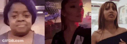 A Collage Of Three Pictures Of A Woman 'S Face GIF