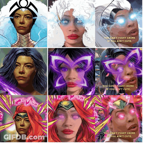 A Collage Of Women 'S Faces With The Words You Can 'T Fight Crime If You Ain 'T Cute GIF