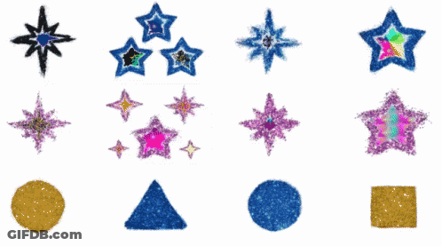 A Collection Of Glittery Stars And Geometric Shapes GIF