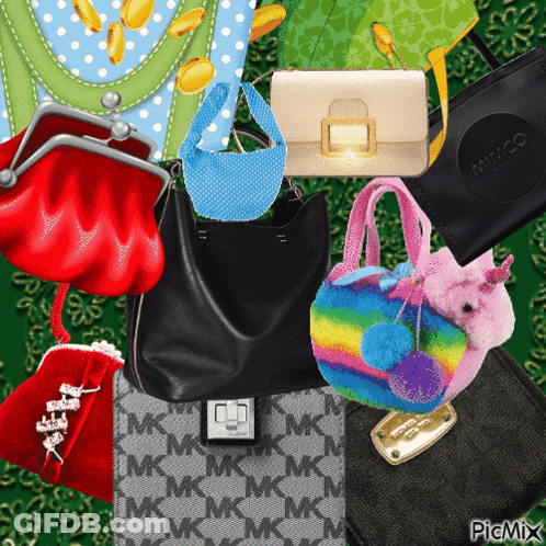 A Collection Of Handbags Including A Michael Kors Bag GIF