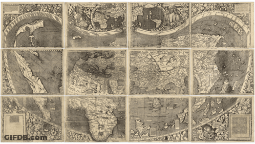 A Collection Of Old Maps Of The World Including One That Says ' Africa ' On It GIF