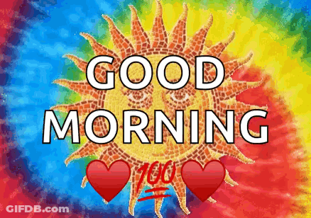 A Colorful Background With A Sun And The Words Good Morning On It GIF