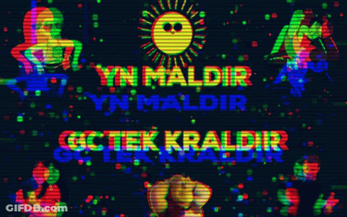 A Colorful Background With A Sun And The Words Ynmadr At The Top GIF