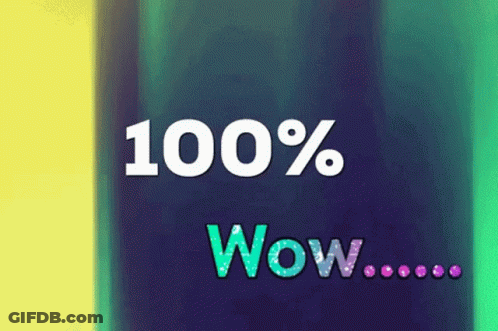 A Colorful Background With The Words 100 % Wow On It GIF