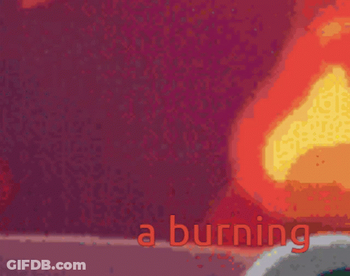 A Colorful Background With The Words A Burning Written In Red GIF