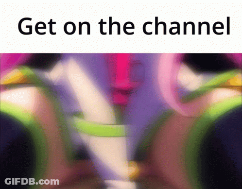 A Colorful Background With The Words " Get On The Channel " GIF