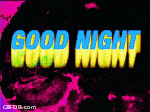A Colorful Background With The Words Good Night Written In Blue And Yellow GIF