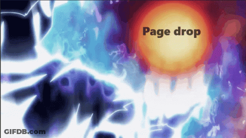 A Colorful Background With The Words Page Drop In The Center GIF