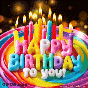 Colorful Birthday Cake With Happy Birthday To You GIF