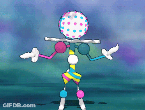 A Colorful Cartoon Character With A Polka Dot Head And Arms GIF