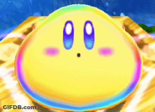 A Colorful Cartoon Character With A Surprised Look On Its Face GIF