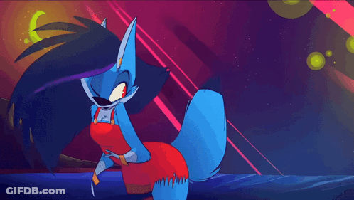 A Colorful Cartoon Drawing Of A Fox Dancing With Its Arms Outstretched GIF