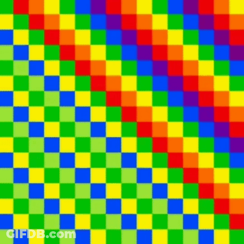 A Colorful Checkered Pattern With A Rainbow Of Colors On It . GIF