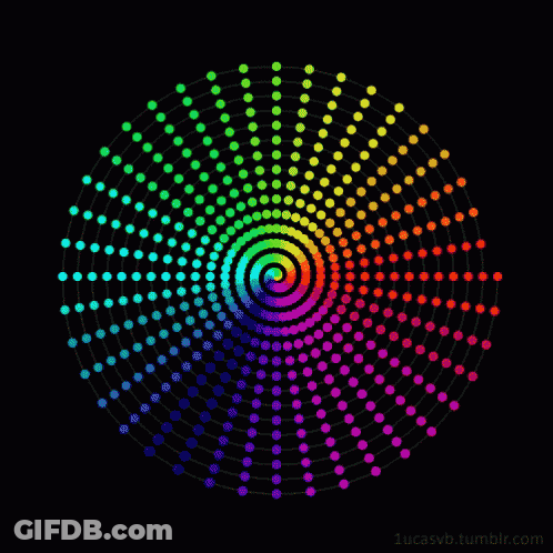 A Colorful Circle Of Dots On A Black Background With The Website Lucasvb.tumblr.com In The Corner GIF