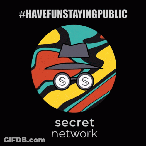 A Colorful Circle With A Hat And Glasses And The Words Secret Network GIF