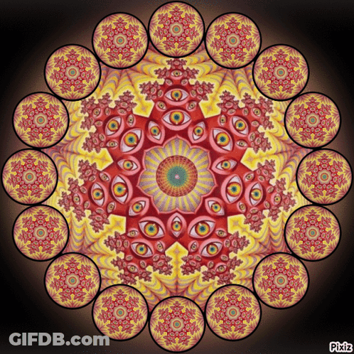 A Colorful Circular Pattern With Pixiz Written In The Bottom Right Corner GIF