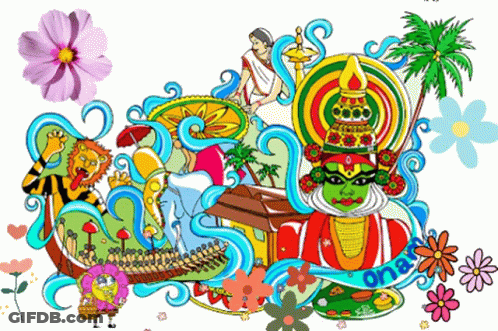 A Colorful Drawing Of A Boat With The Word Kerala On It GIF
