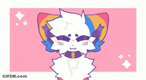 Colorful Cat Drawing With Star On Nose GIF
