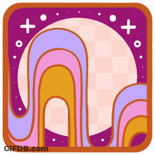 A Colorful Drawing Of A Full Moon And Stars GIF