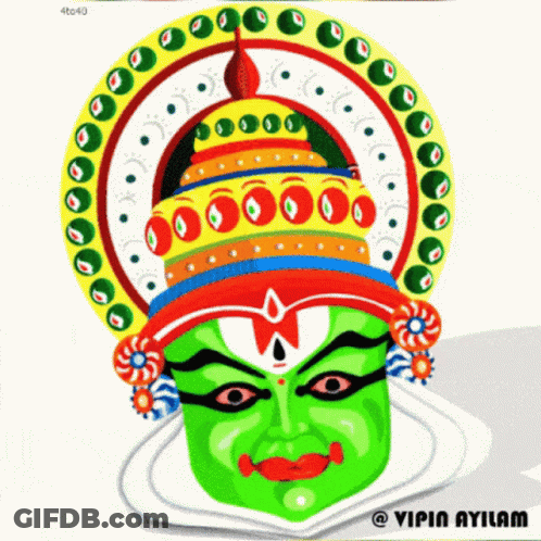 A Colorful Drawing Of A Green Face With The Name Vipin Ayilam On The Bottom Right GIF