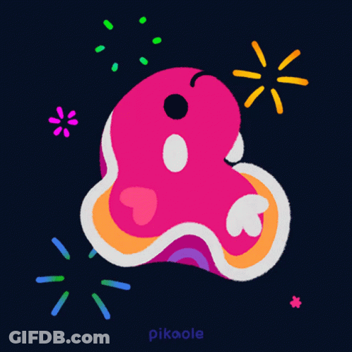 A Colorful Drawing Of A Number 8 With The Word Pikoole Underneath It GIF