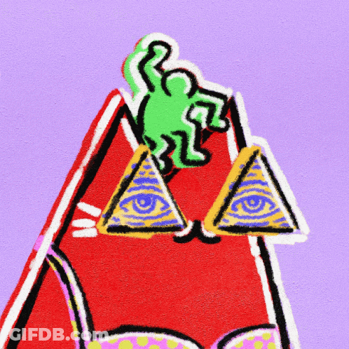 A Colorful Drawing Of A Pyramid With An All Seeing Eye GIF