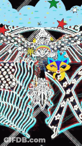 A Colorful Drawing Of An Eagle With The Word Supreme On The Top GIF