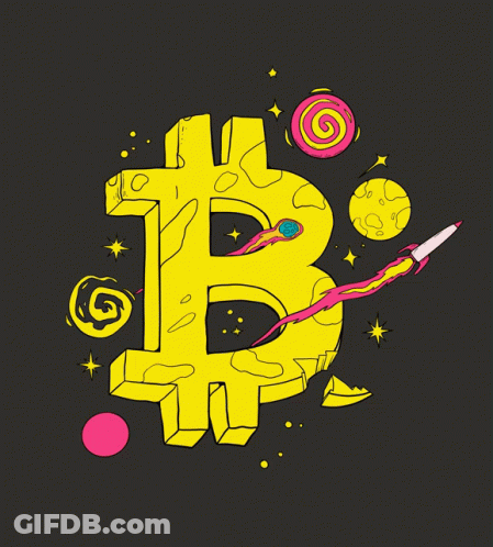 Colorful Letter B With Rocket GIF
