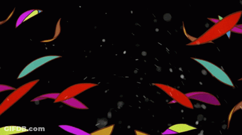 A Colorful Drawing With A Black Background And A Few White Dots GIF