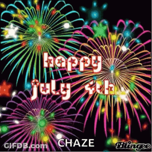 A Colorful Fireworks Display With The Words `` Happy July 4Th '' Written On It GIF