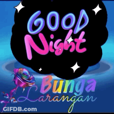A Colorful Good Night Greeting Card With A Rainbow Rose . GIF