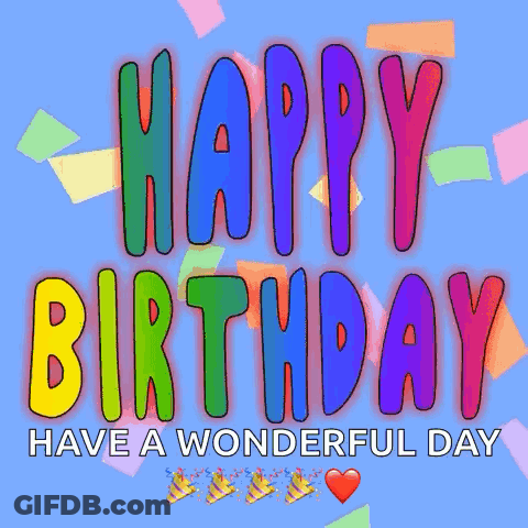 A Colorful Happy Birthday Have A Wonderful Day Sign GIF